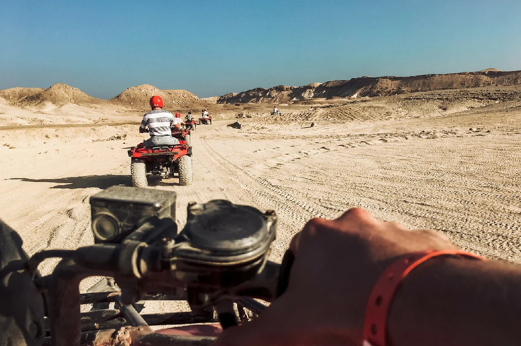 Quad bike safety briefing in Sharm El Sheikh – guide explaining ATV rules before desert ride